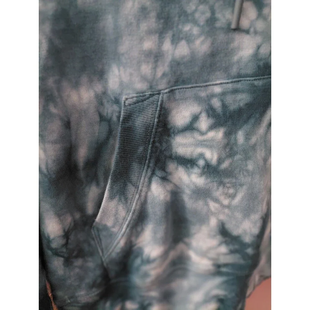 Athleta Sundown Tie Dye Hoodie Sweatshirt Women's Medium Dark Surf Teal Blue - Picture 2 of 10